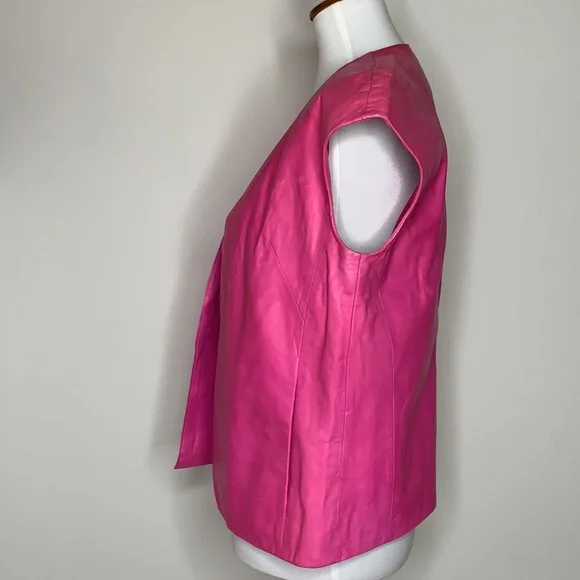 J BRAND Eberhardt Italian Lamb Leather Pink Vest S